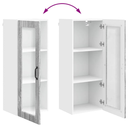 vidaXL Wall Glass Cabinet PORTO Grey Sonoma 40 x 31 x 100 cm