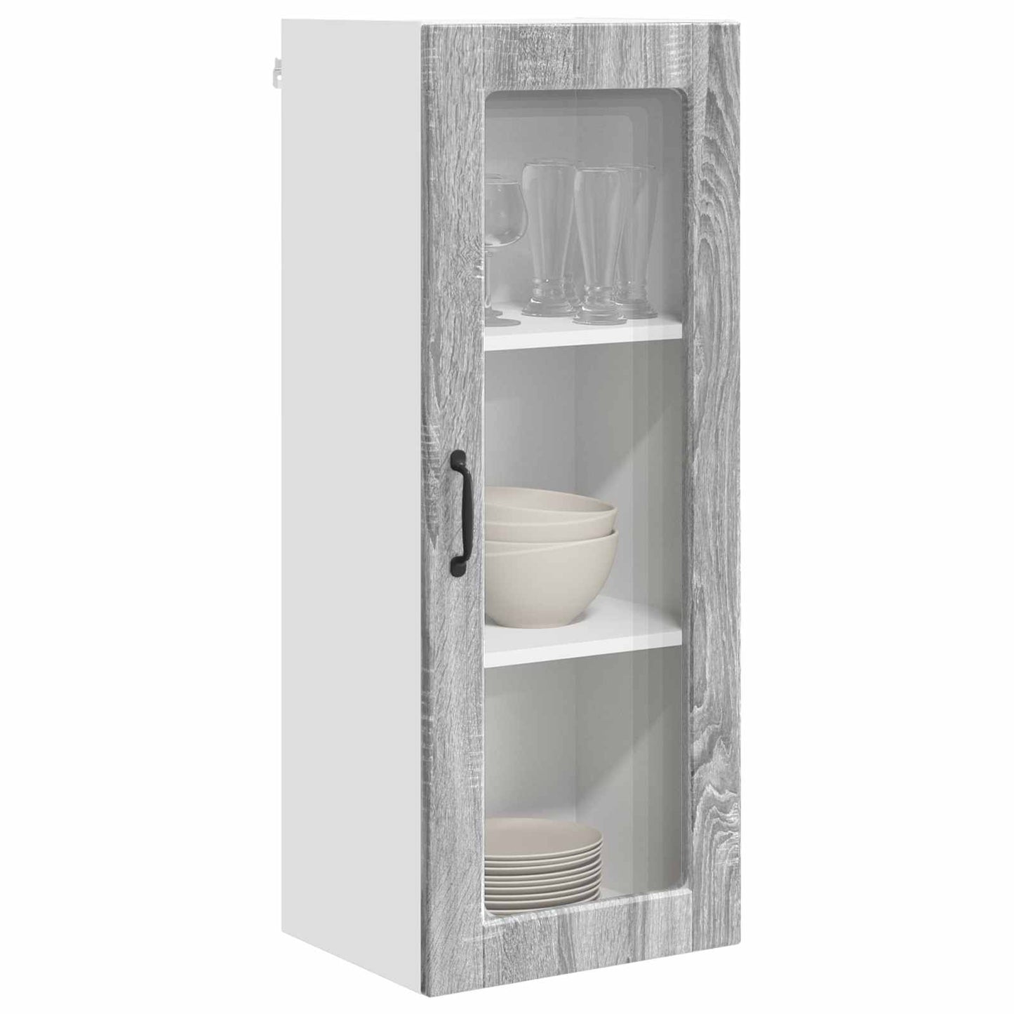 vidaXL Wall Glass Cabinet PORTO Grey Sonoma 40 x 31 x 100 cm