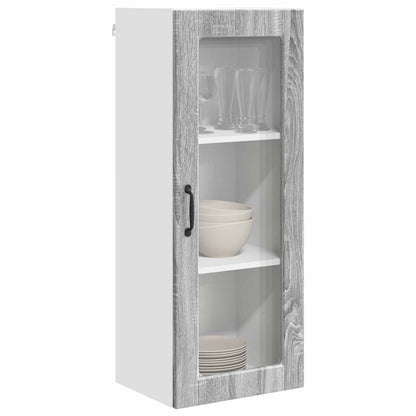 vidaXL Wall Glass Cabinet PORTO Grey Sonoma 40 x 31 x 100 cm
