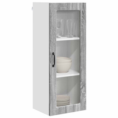vidaXL Wall Glass Cabinet PORTO Grey Sonoma 40 x 31 x 100 cm