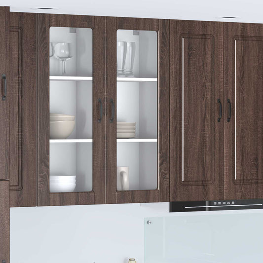 vidaXL Wall Glass Cabinet PORTO Brown Oak 40 x 31 x 100 cm