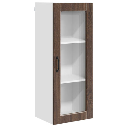 vidaXL Wall Glass Cabinet PORTO Brown Oak 40 x 31 x 100 cm