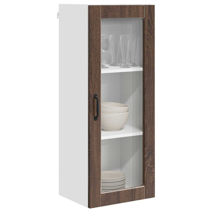 vidaXL Wall Glass Cabinet PORTO Brown Oak 40 x 31 x 100 cm
