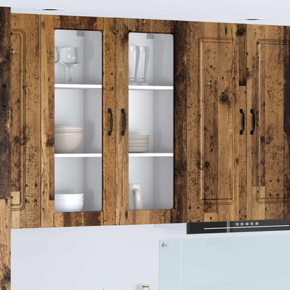 vidaXL Wall Glass Cabinet PORTO Old Wood 40 x 31 x 100 cm