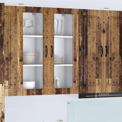 vidaXL Wall Glass Cabinet PORTO Old Wood 40 x 31 x 100 cm