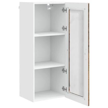 vidaXL Wall Glass Cabinet PORTO Old Wood 40 x 31 x 100 cm