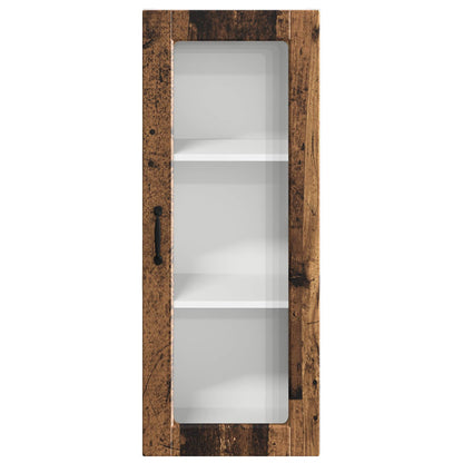 vidaXL Wall Glass Cabinet PORTO Old Wood 40 x 31 x 100 cm