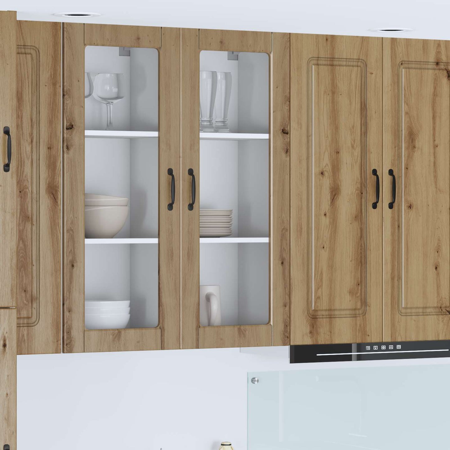 vidaXL Wall Glass Cabinet PORTO Artisan Oak 40 x 31 x 100 cm