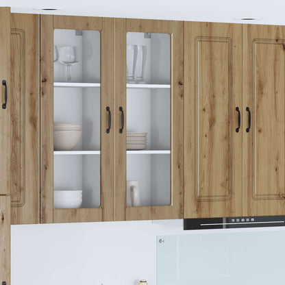 vidaXL Wall Glass Cabinet PORTO Artisan Oak 40 x 31 x 100 cm