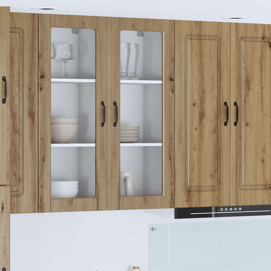 vidaXL Wall Glass Cabinet PORTO Artisan Oak 40 x 31 x 100 cm