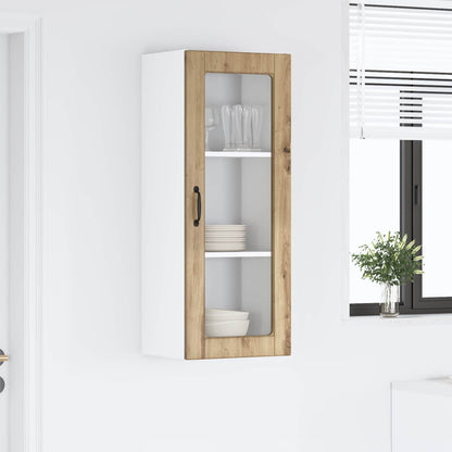 vidaXL Wall Glass Cabinet PORTO Artisan Oak 40 x 31 x 100 cm