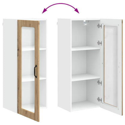 vidaXL Wall Glass Cabinet PORTO Artisan Oak 40 x 31 x 100 cm