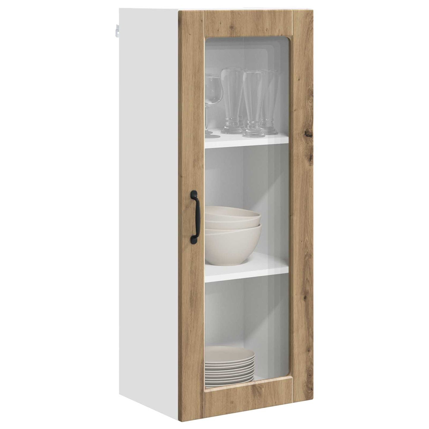vidaXL Wall Glass Cabinet PORTO Artisan Oak 40 x 31 x 100 cm