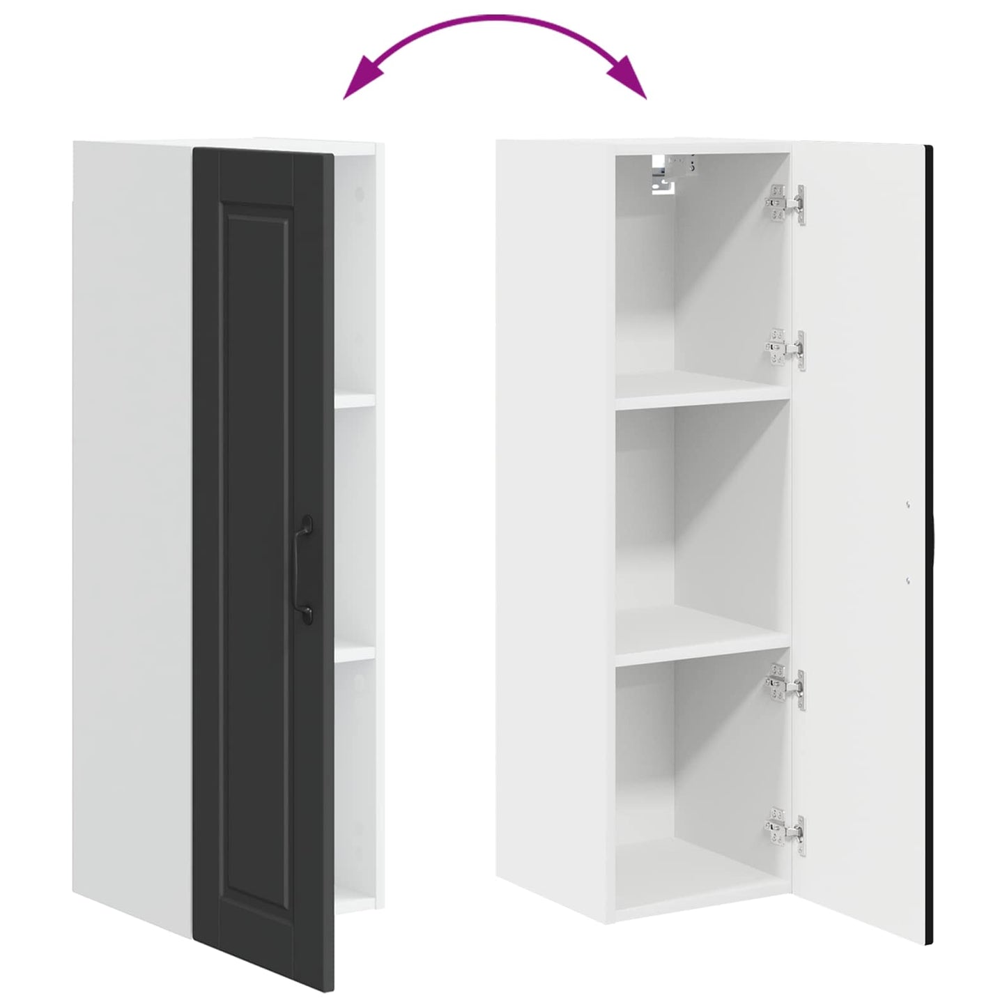 vidaXL Wall Cabinet PORTO Black 30 x 31 x 100 cm Engineered Wood