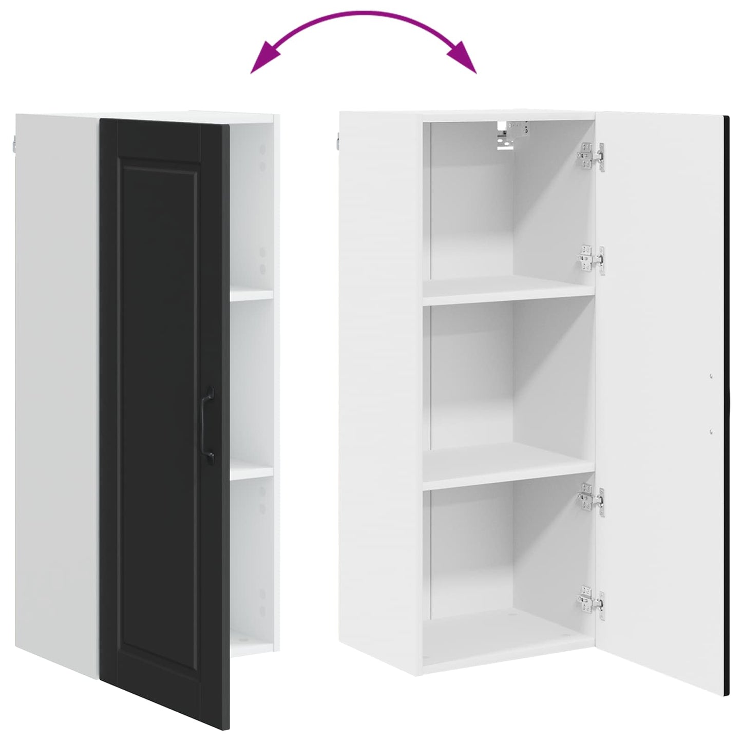 vidaXL Wall Cabinet PORTO Black 40 x 31 x 100 cm Engineered Wood