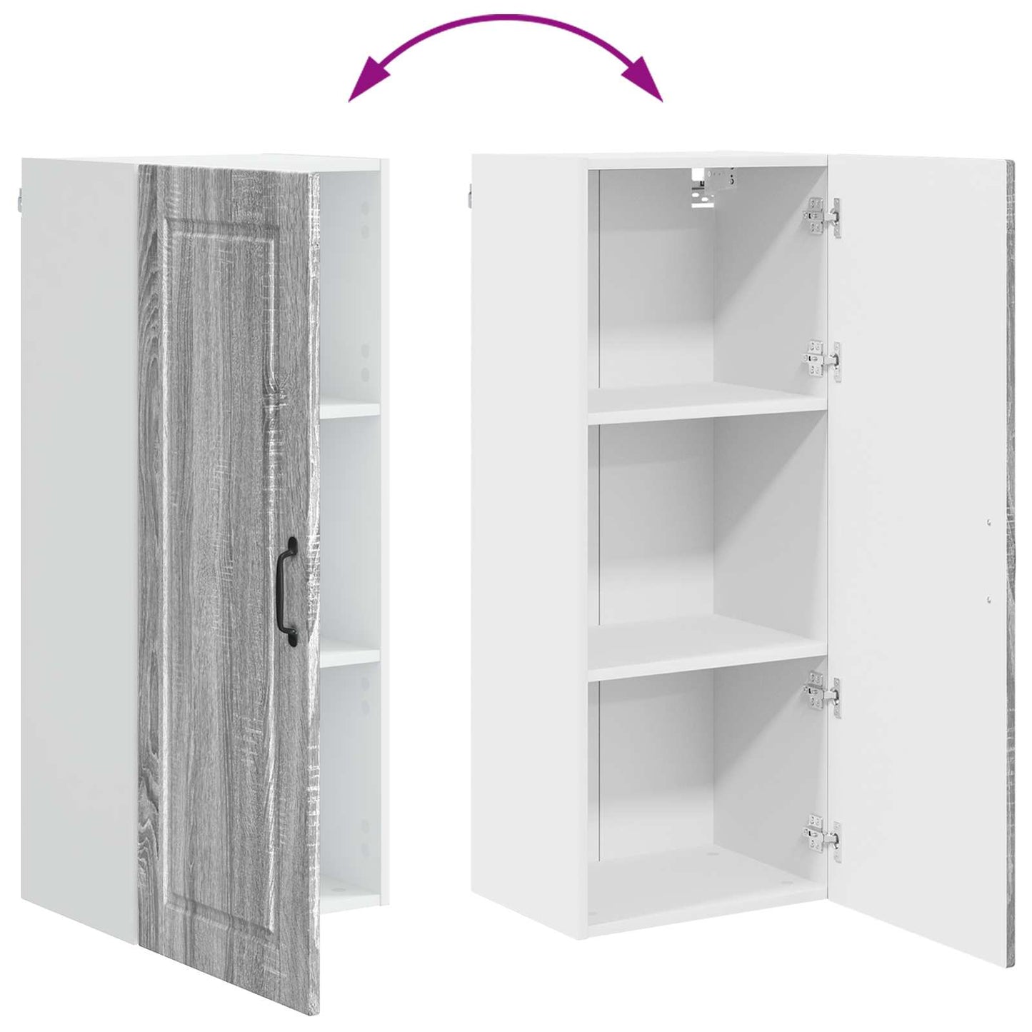 vidaXL Wall Cabinet PORTO Grey Sonoma 40 x 31 x 100 cm Engineered Wood