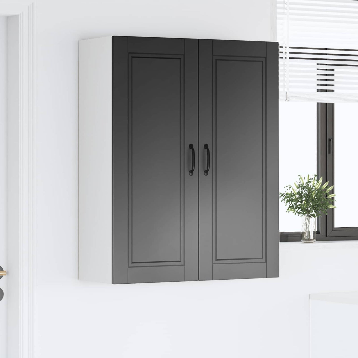vidaXL Wall Cabinet PORTO Black 80 x 31 x 100 cm Engineered Wood