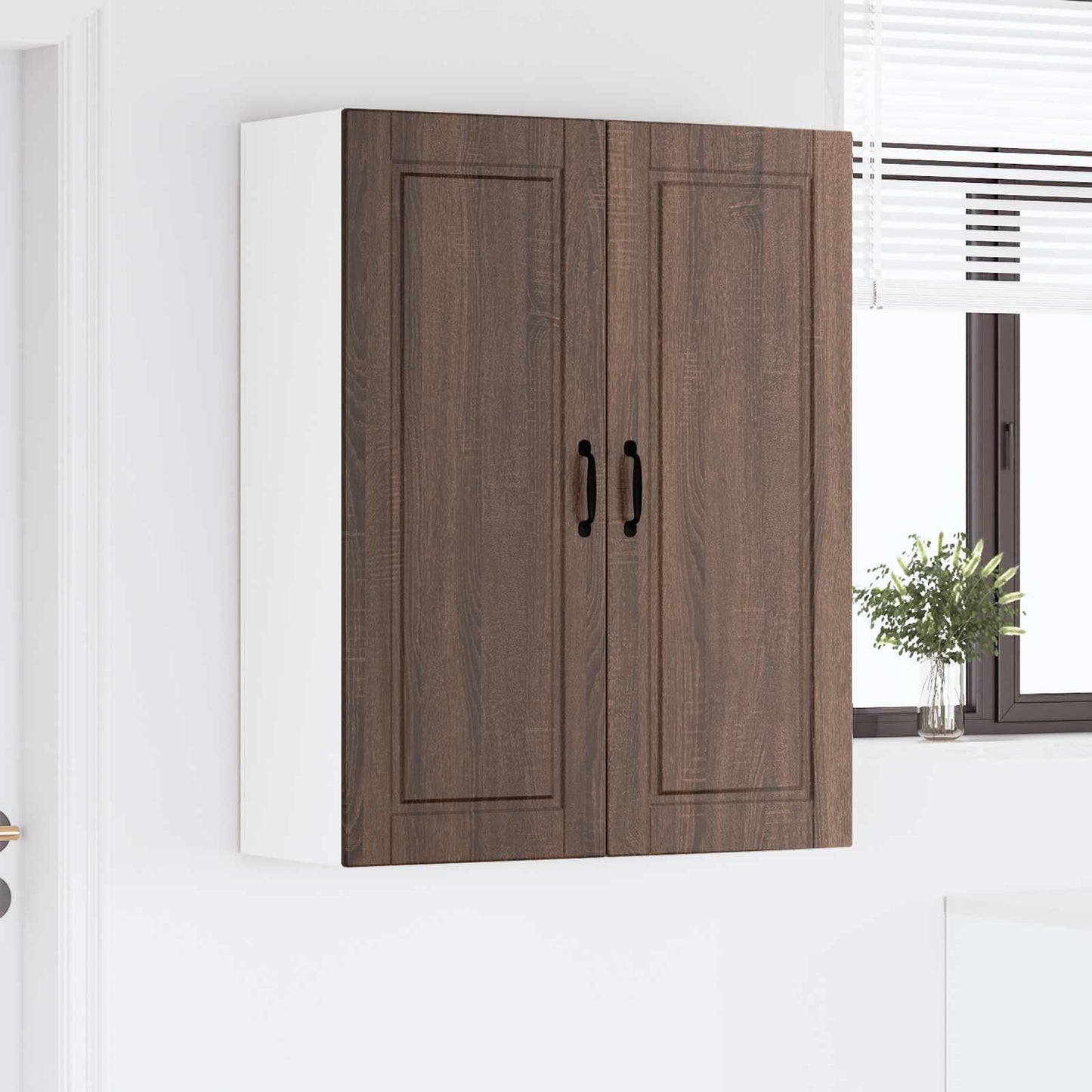 vidaXL Wall Cabinet PORTO Brown Oak 80 x 31 x 100 cm Engineered Wood