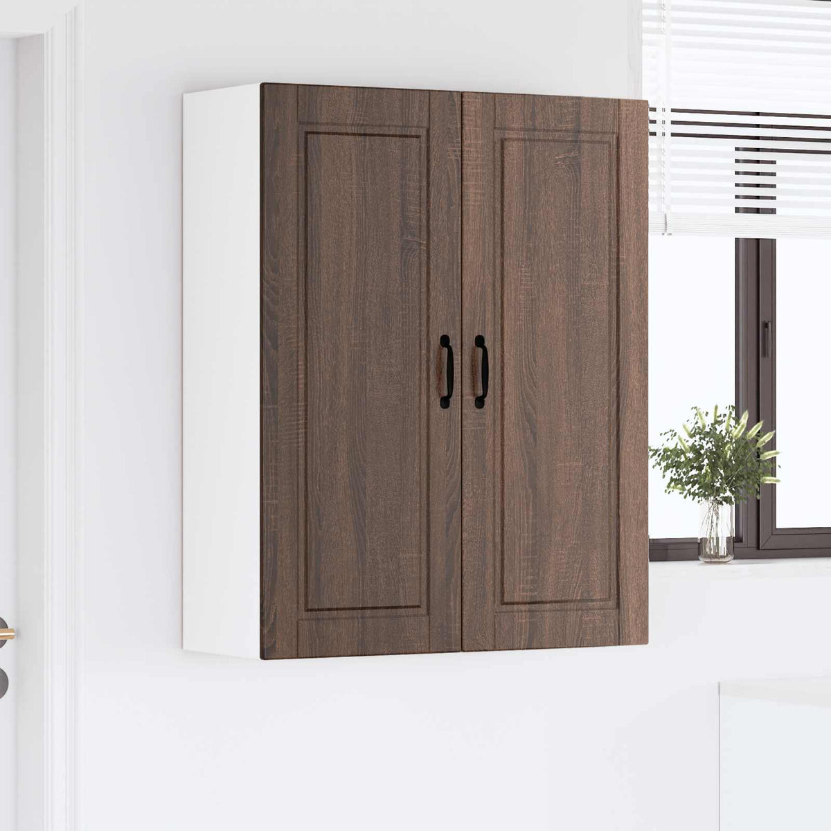 vidaXL Wall Cabinet PORTO Brown Oak 80 x 31 x 100 cm Engineered Wood