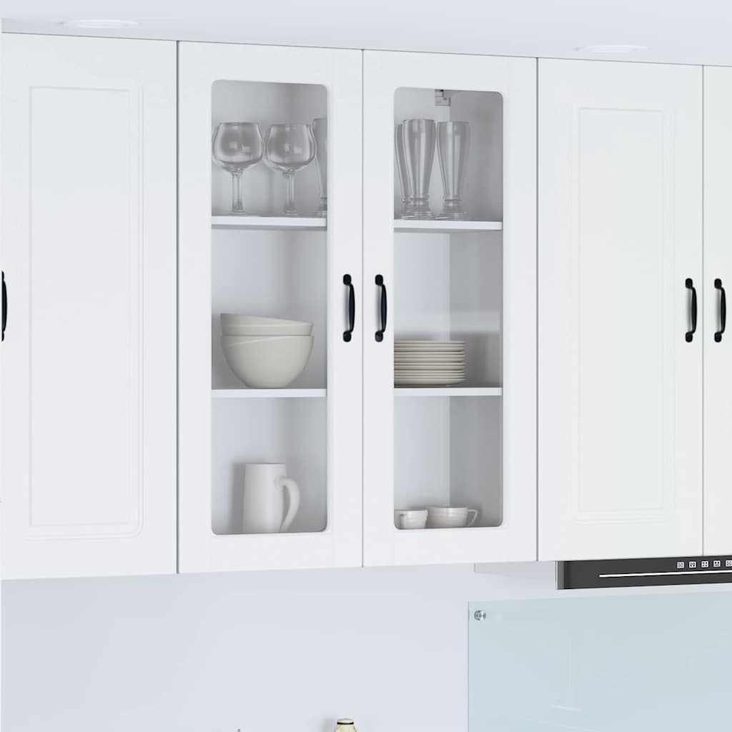 vidaXL Wall Glass Cabinet PORTO White 80 x 31 x 100 cm Engineered Wood