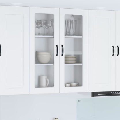 vidaXL Wall Glass Cabinet PORTO White 80 x 31 x 100 cm Engineered Wood