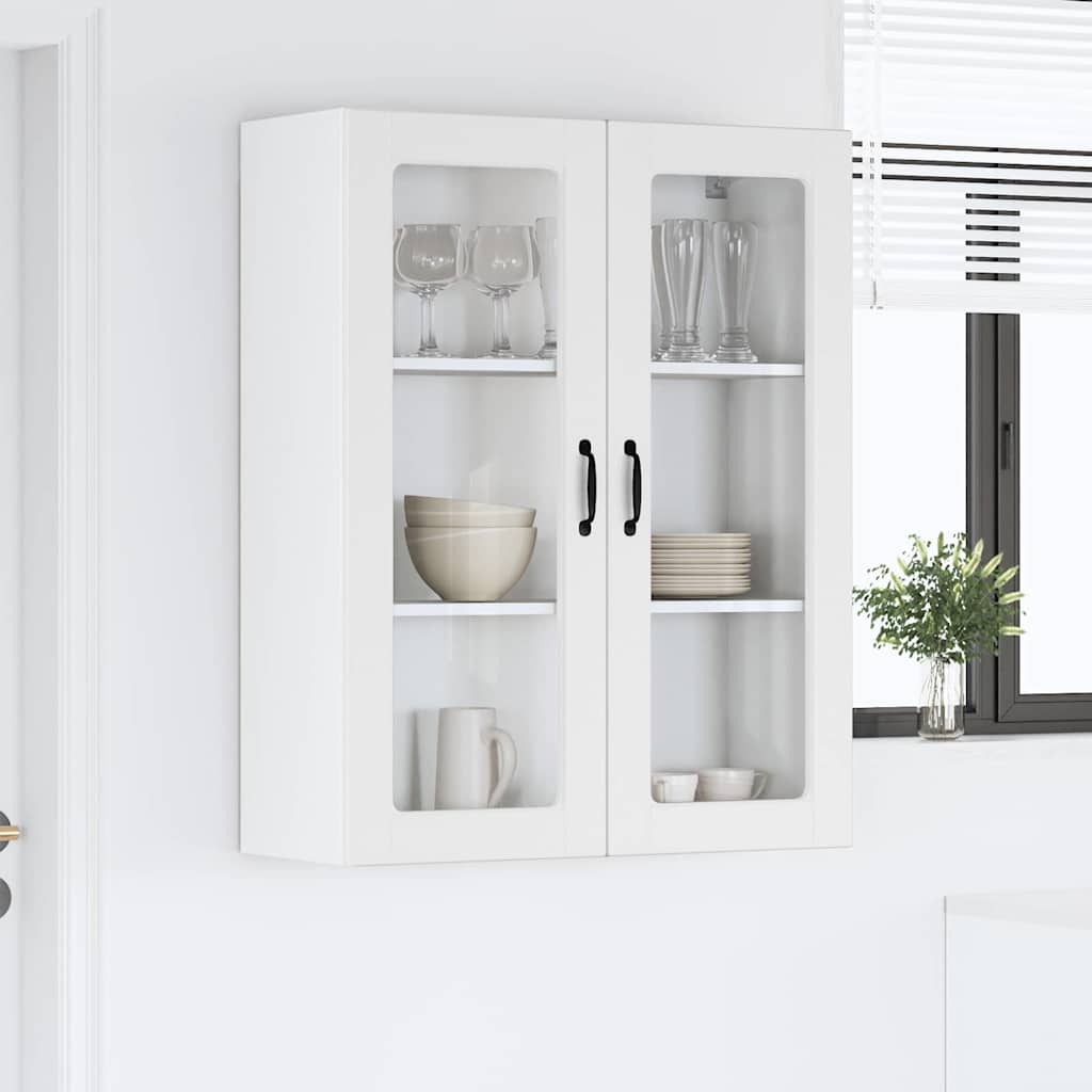 vidaXL Wall Glass Cabinet PORTO White 80 x 31 x 100 cm Engineered Wood