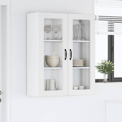 vidaXL Wall Glass Cabinet PORTO White 80 x 31 x 100 cm Engineered Wood