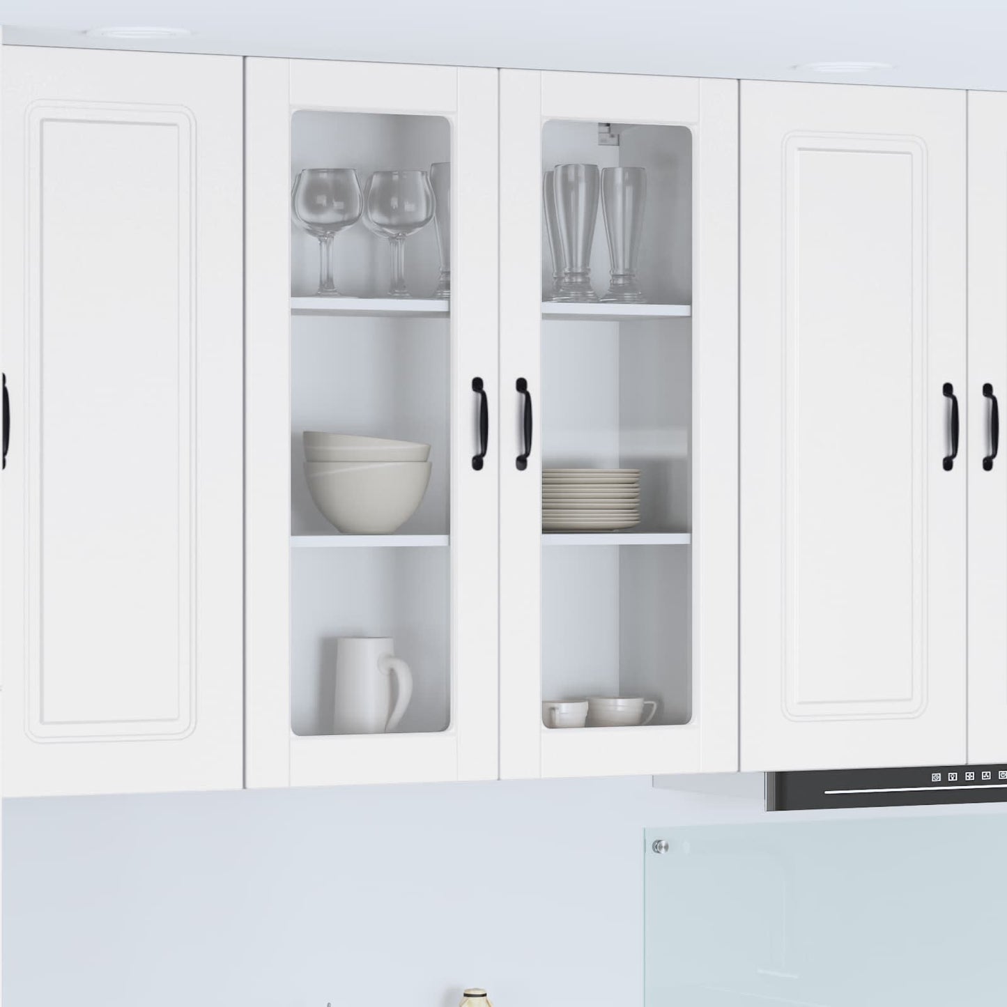 vidaXL Wall Glass Cabinet PORTO White 80 x 31 x 100 cm Engineered Wood