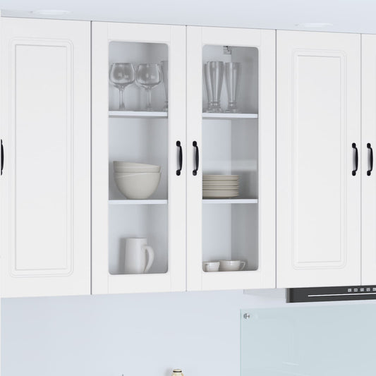 vidaXL Wall Glass Cabinet PORTO White 80 x 31 x 100 cm Engineered Wood