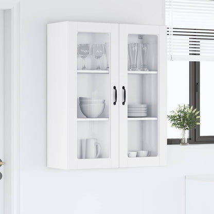 vidaXL Wall Glass Cabinet PORTO White 80 x 31 x 100 cm Engineered Wood
