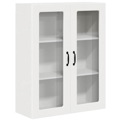 vidaXL Wall Glass Cabinet PORTO White 80 x 31 x 100 cm Engineered Wood