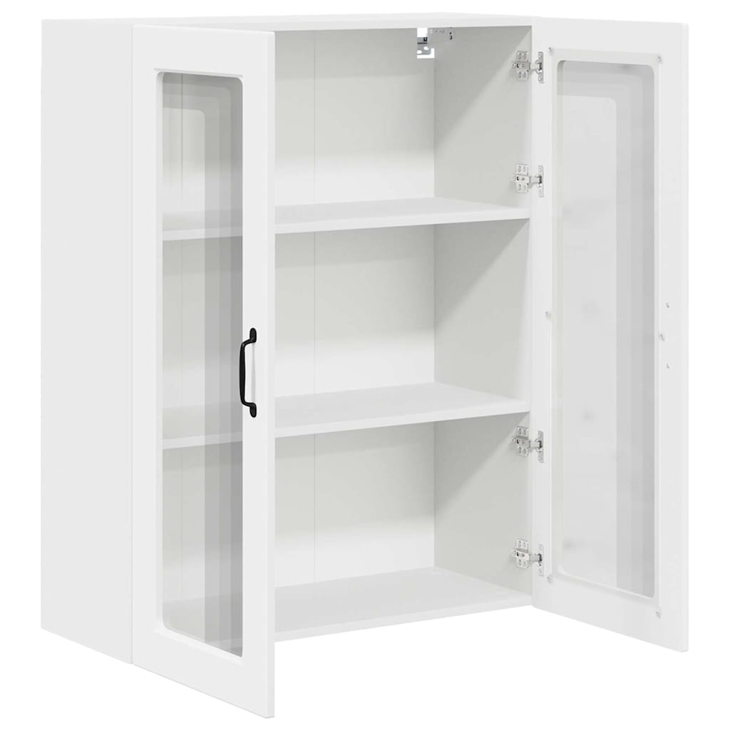 vidaXL Wall Glass Cabinet PORTO White 80 x 31 x 100 cm Engineered Wood