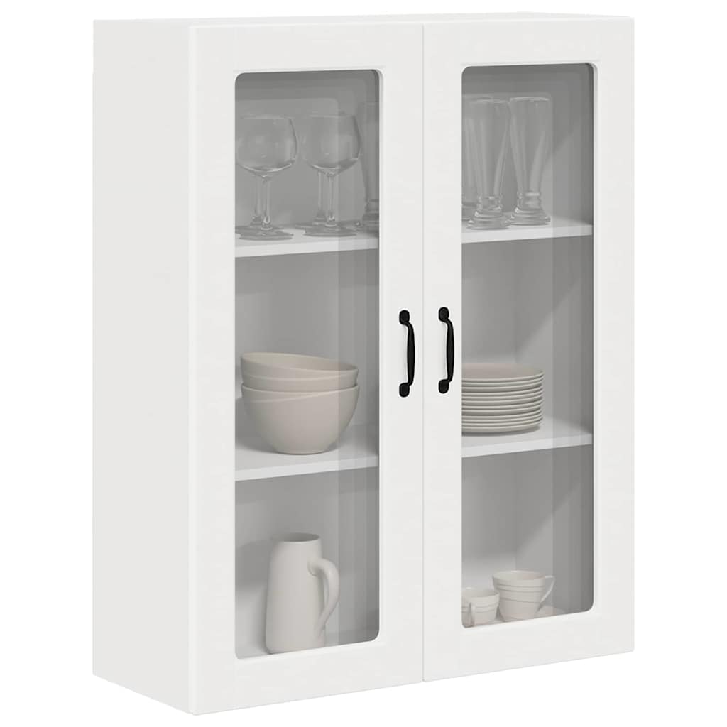 vidaXL Wall Glass Cabinet PORTO White 80 x 31 x 100 cm Engineered Wood