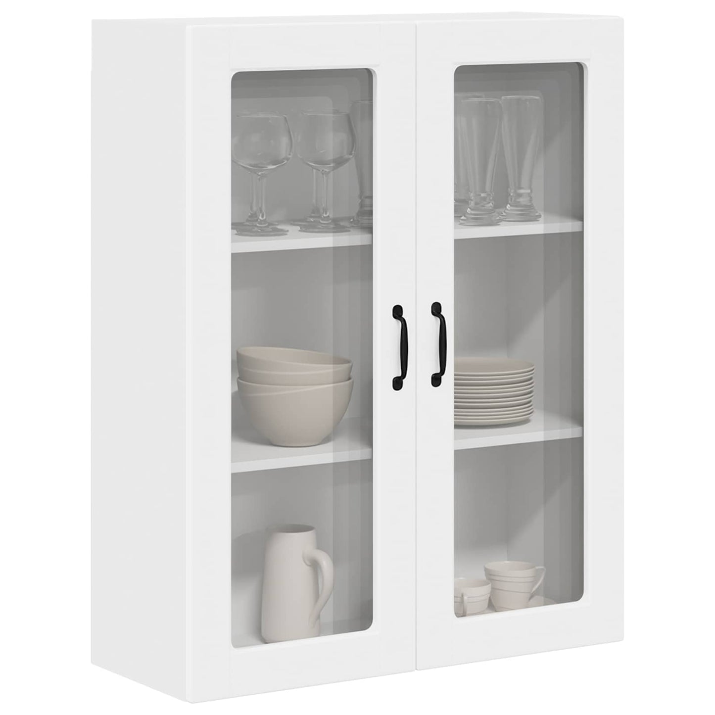 vidaXL Wall Glass Cabinet PORTO White 80 x 31 x 100 cm Engineered Wood