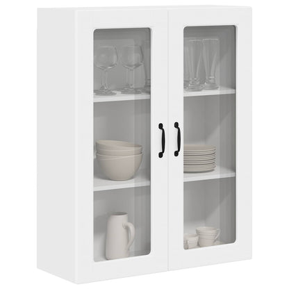 vidaXL Wall Glass Cabinet PORTO White 80 x 31 x 100 cm Engineered Wood