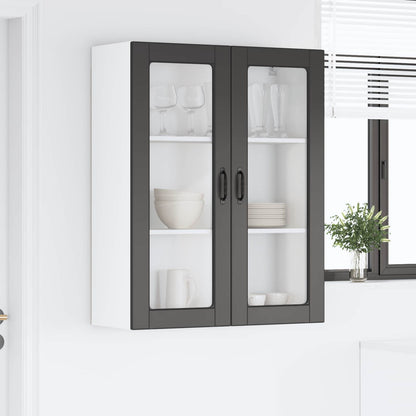 vidaXL Wall Glass Cabinet PORTO Black 80 x 31 x 100 cm Engineered Wood