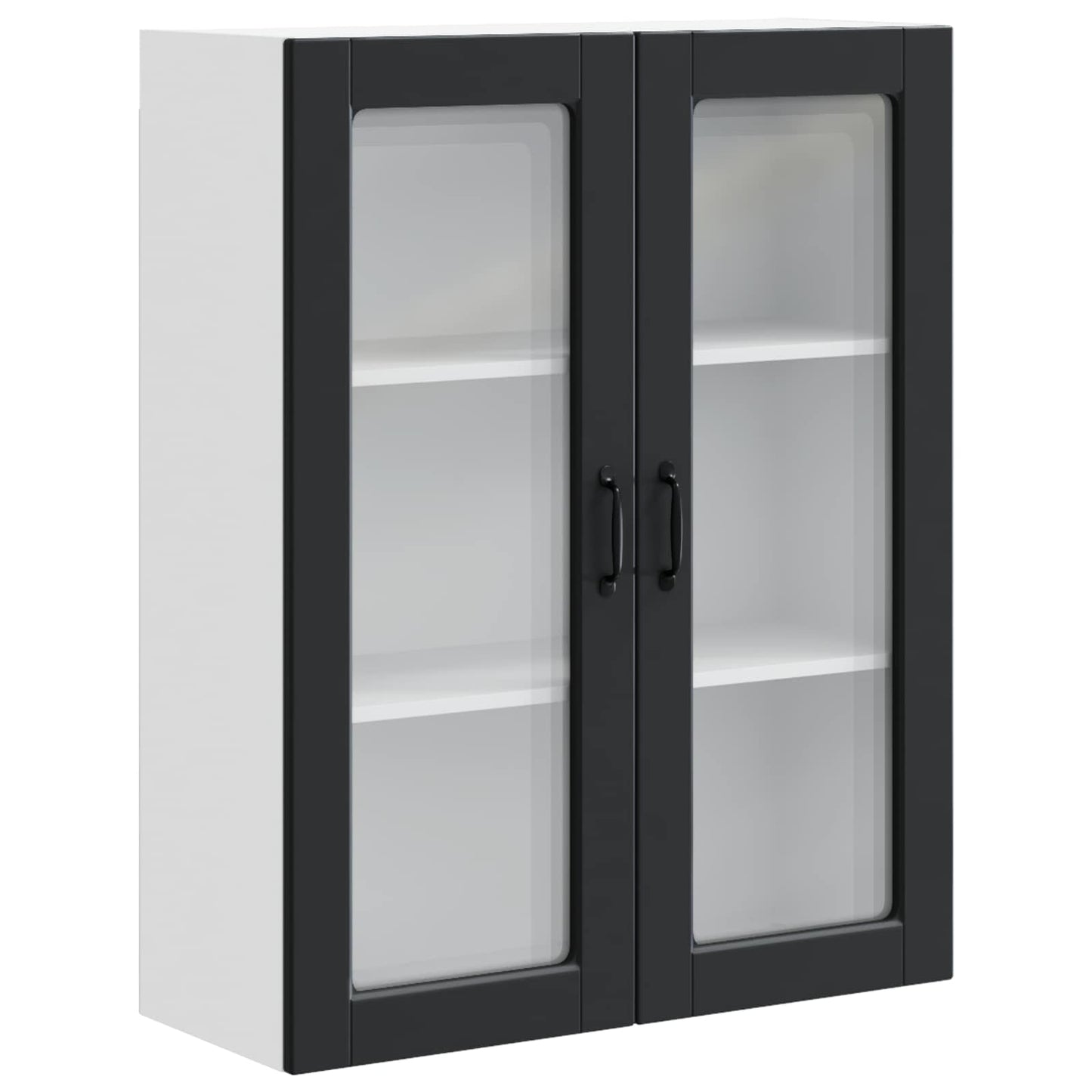 vidaXL Wall Glass Cabinet PORTO Black 80 x 31 x 100 cm Engineered Wood