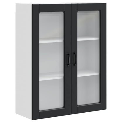 vidaXL Wall Glass Cabinet PORTO Black 80 x 31 x 100 cm Engineered Wood