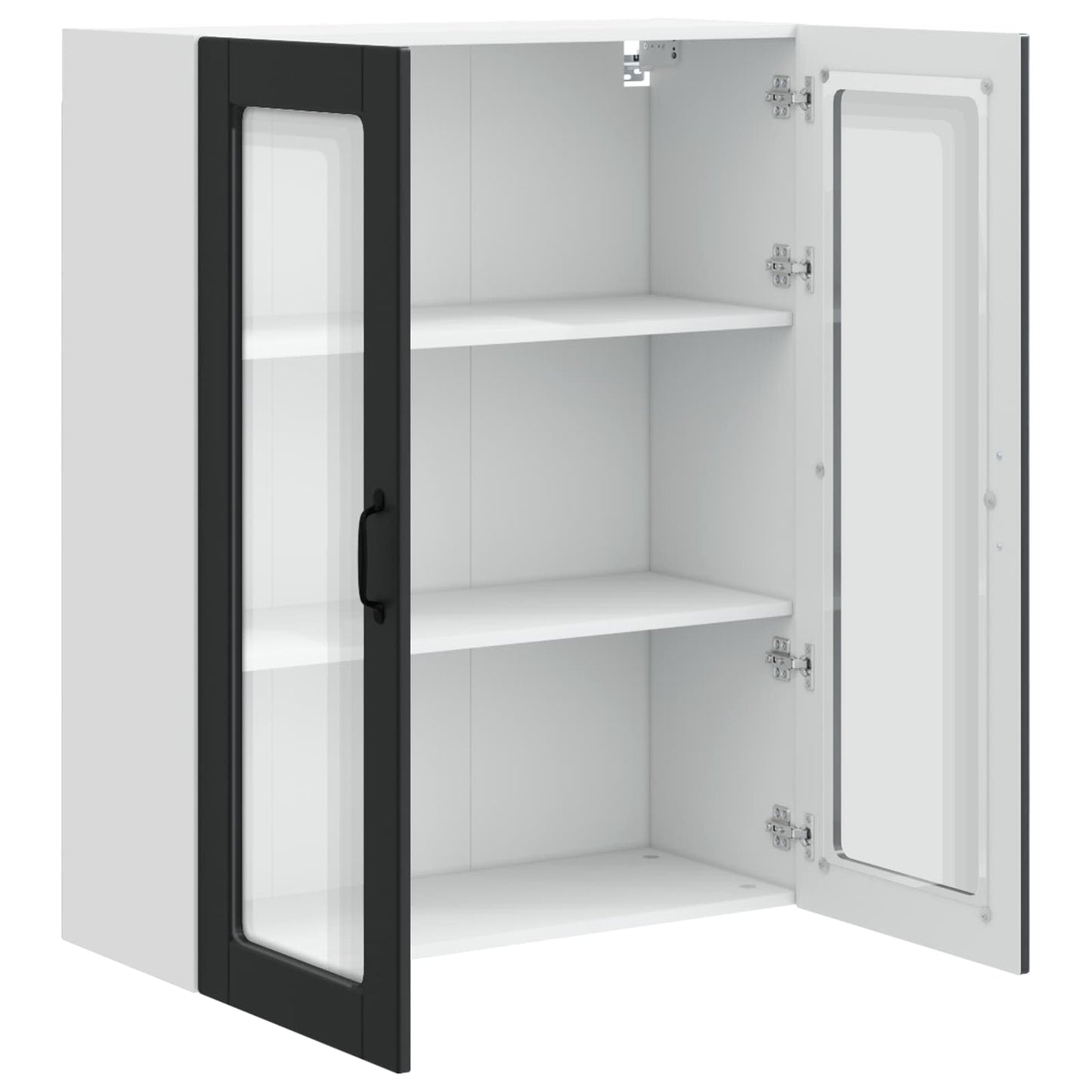 vidaXL Wall Glass Cabinet PORTO Black 80 x 31 x 100 cm Engineered Wood