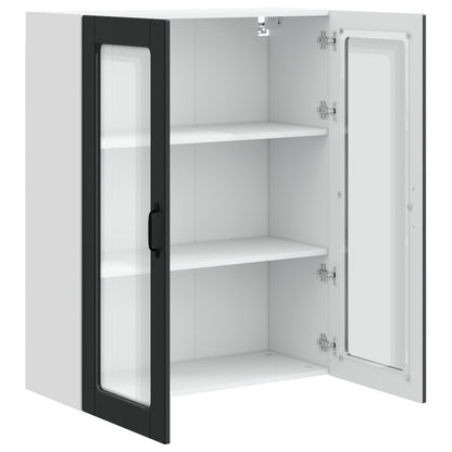 vidaXL Wall Glass Cabinet PORTO Black 80 x 31 x 100 cm Engineered Wood