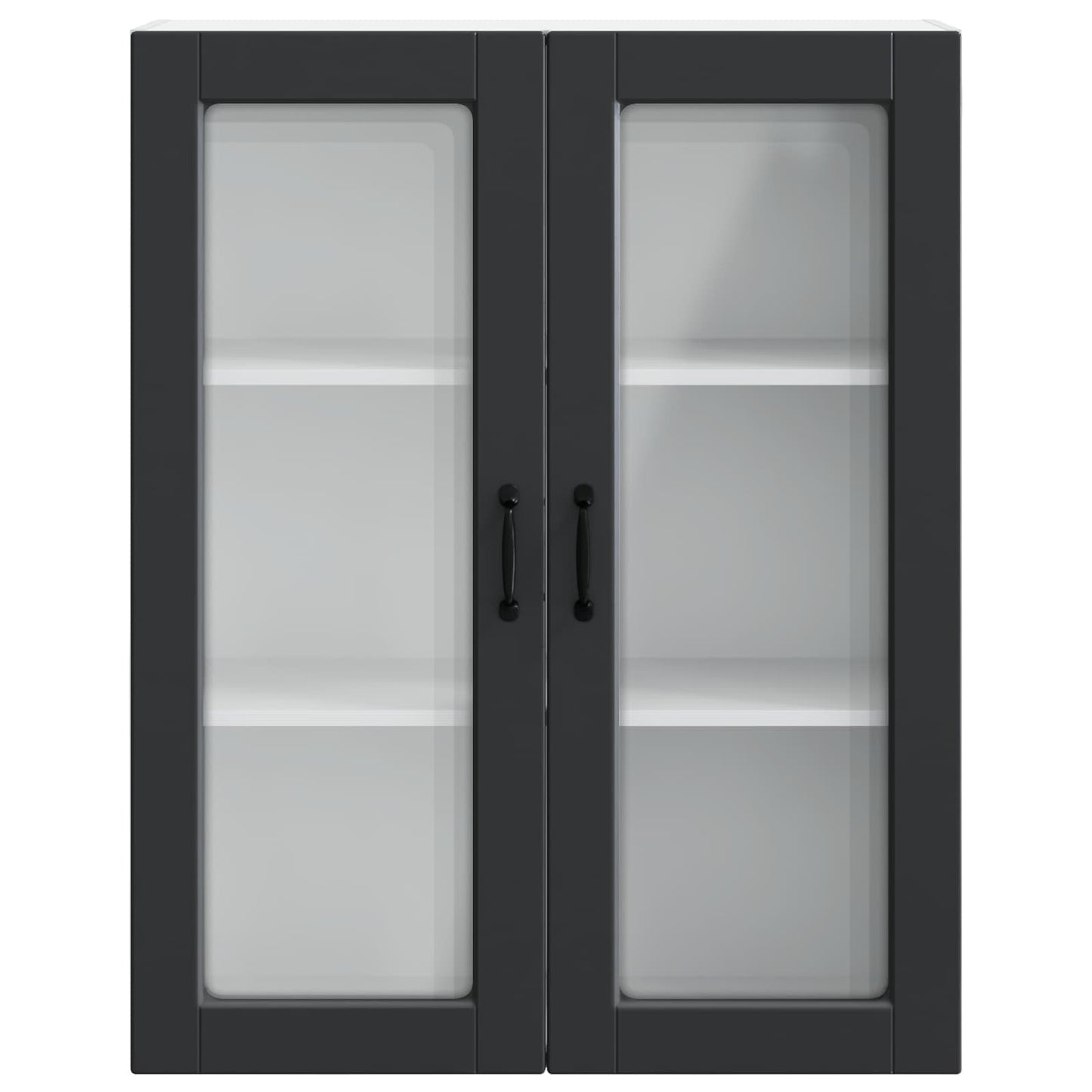 vidaXL Wall Glass Cabinet PORTO Black 80 x 31 x 100 cm Engineered Wood