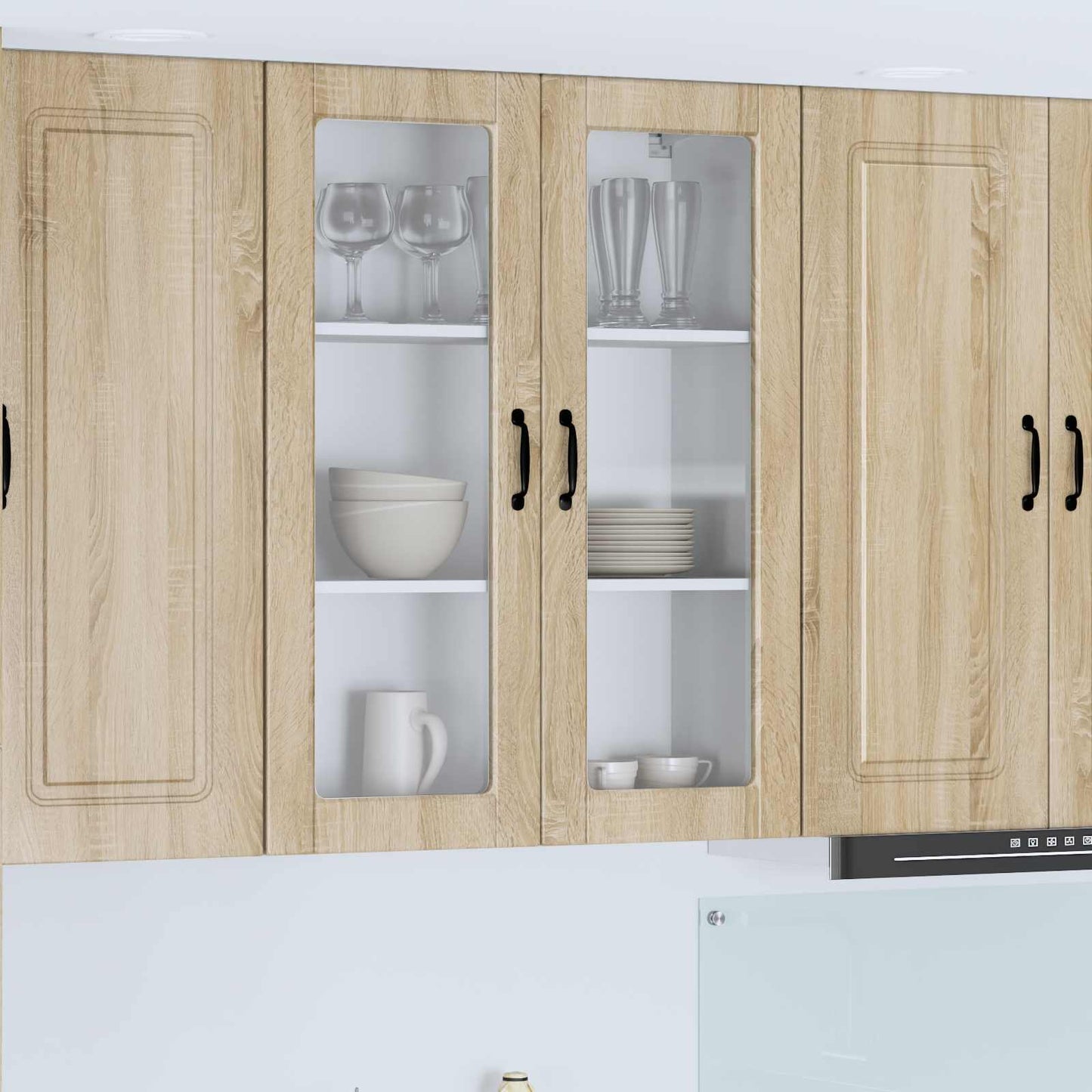 vidaXL Wall Glass Cabinet PORTO Sonoma Oak 80 x 31 x 100 cm
