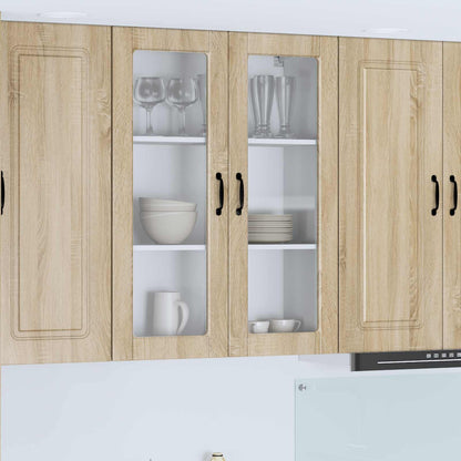 vidaXL Wall Glass Cabinet PORTO Sonoma Oak 80 x 31 x 100 cm
