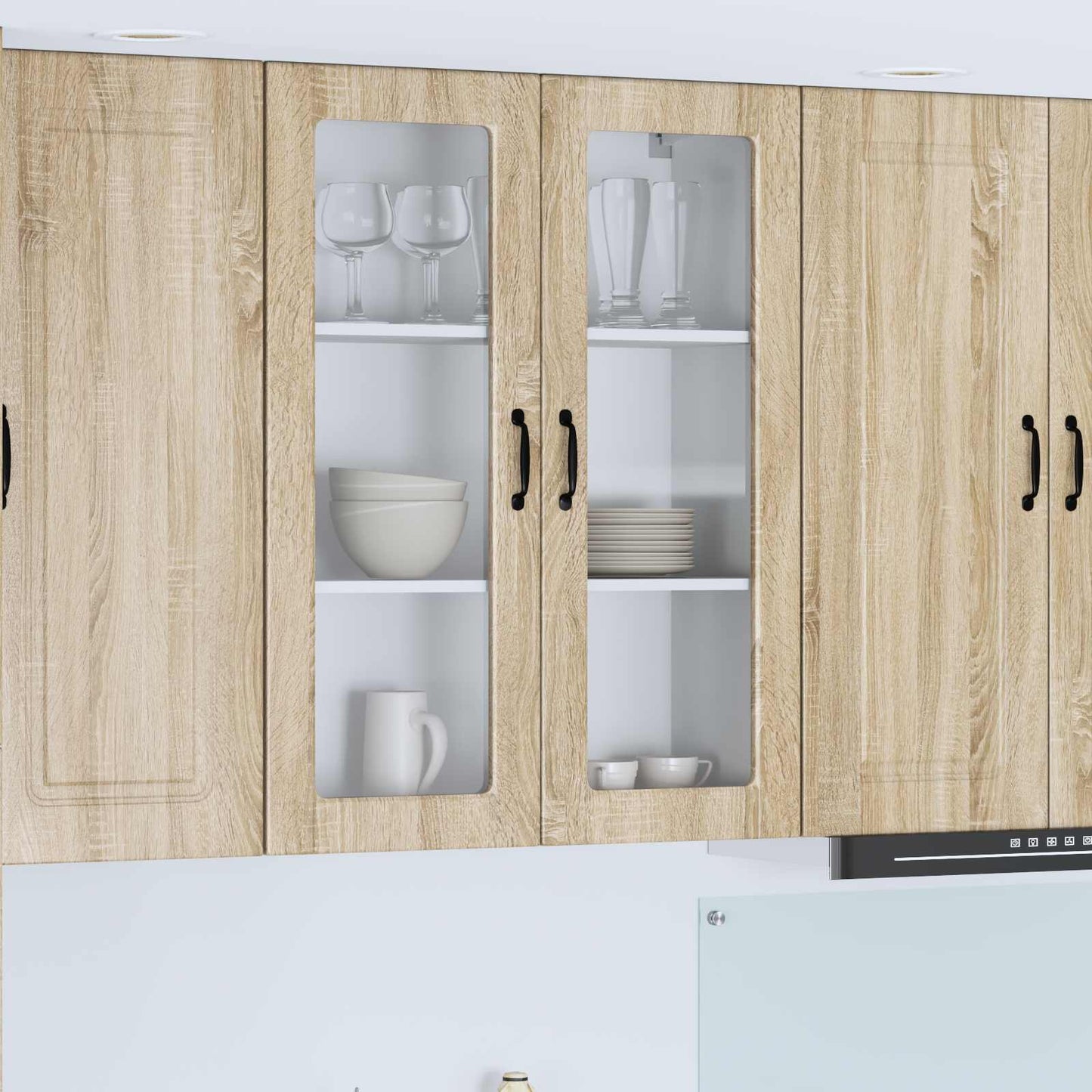 vidaXL Wall Glass Cabinet PORTO Sonoma Oak 80 x 31 x 100 cm