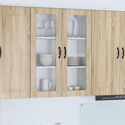 vidaXL Wall Glass Cabinet PORTO Sonoma Oak 80 x 31 x 100 cm