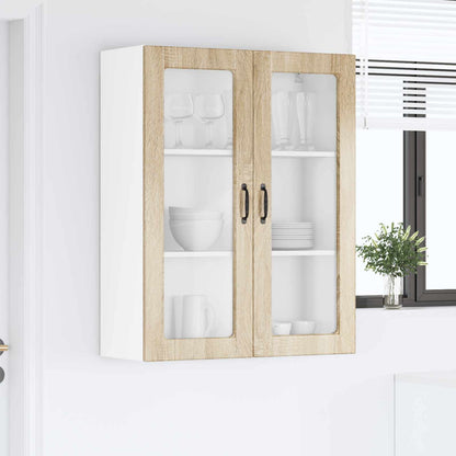 vidaXL Wall Glass Cabinet PORTO Sonoma Oak 80 x 31 x 100 cm