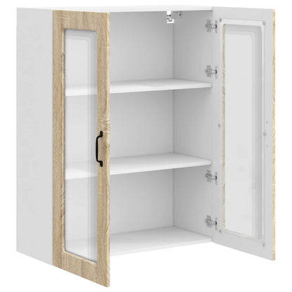 vidaXL Wall Glass Cabinet PORTO Sonoma Oak 80 x 31 x 100 cm