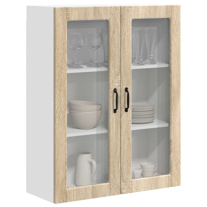 vidaXL Wall Glass Cabinet PORTO Sonoma Oak 80 x 31 x 100 cm