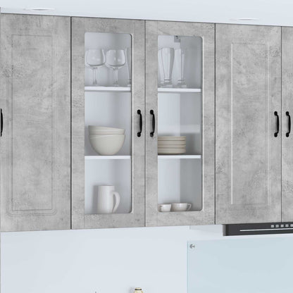 vidaXL Wall Glass Cabinet PORTO Concrete Grey 80 x 31 x 100 cm