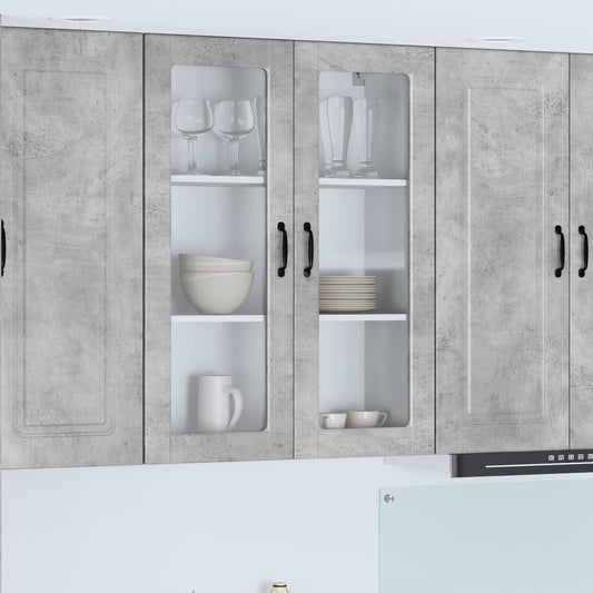 vidaXL Wall Glass Cabinet PORTO Concrete Grey 80 x 31 x 100 cm